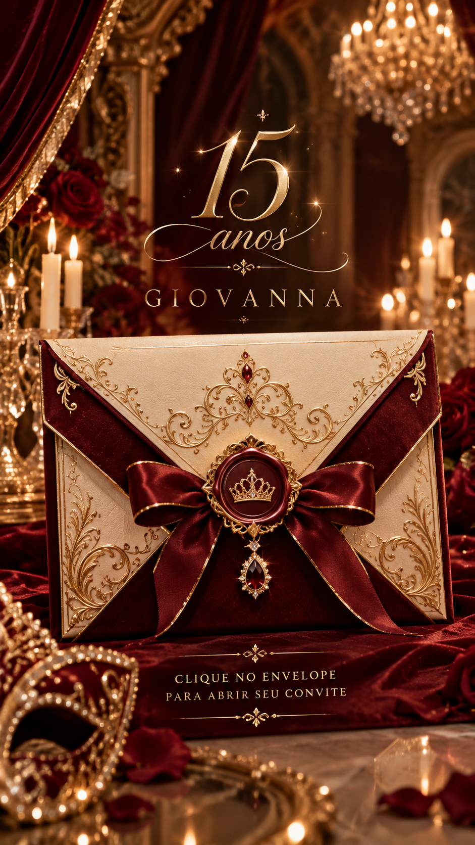 Envelope de luxo marsala e dourado de Giovanna